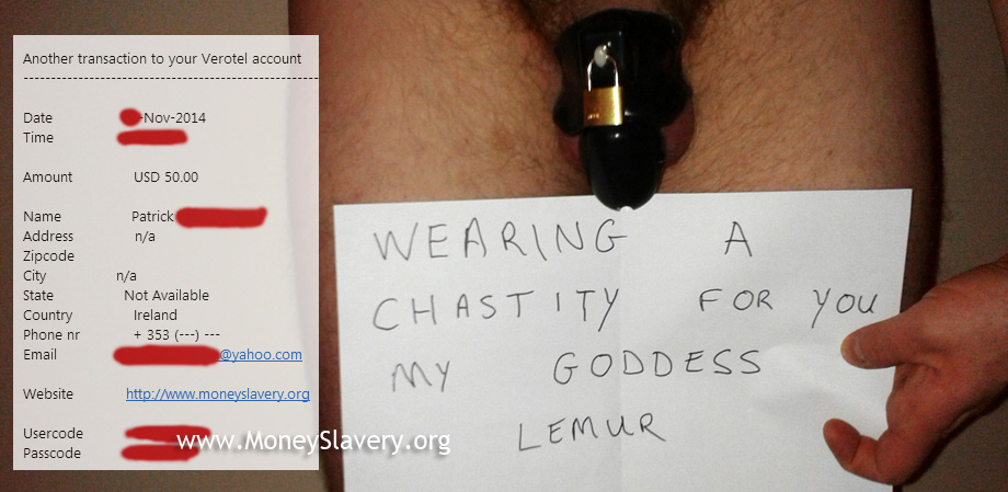 slave patrick wears a chastity device