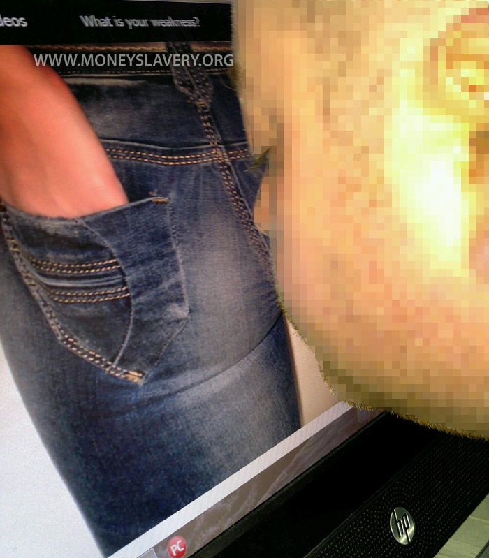 Ass slave sniffs my ass in jeans